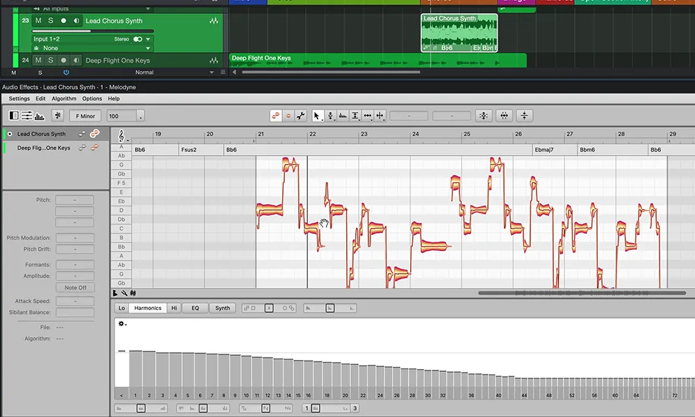 高级 Melodyne 集成的音高校正功能